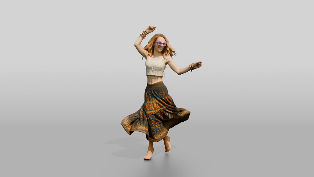 Festival Dancer in a Patterned Skirt