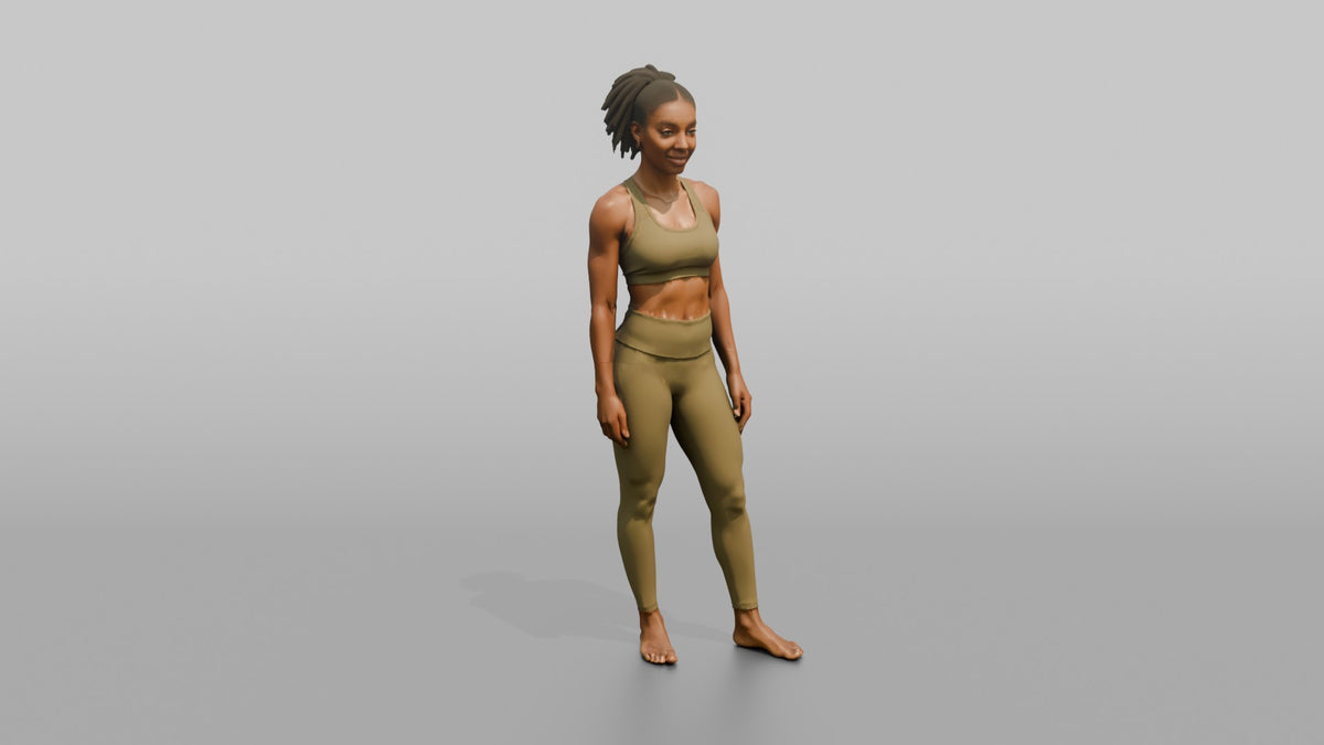 Fitness Influencer Woman Standing With Hands Loosely At Sides - 3D character model