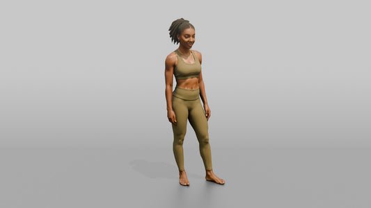 Fitness Influencer Woman Standing With Hands Loosely At Sides - 3D character model