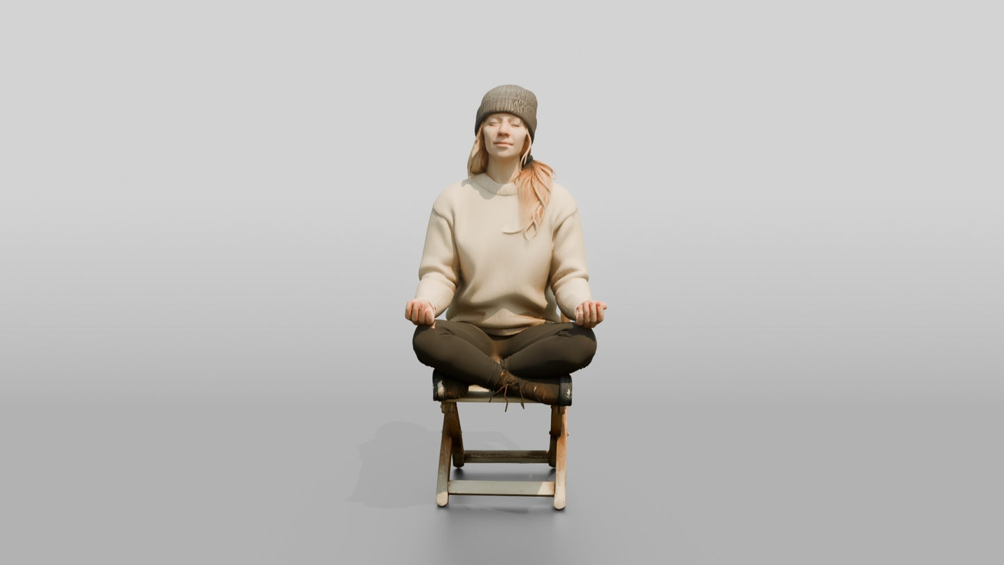 Norwegian Woman Meditating in the Snow