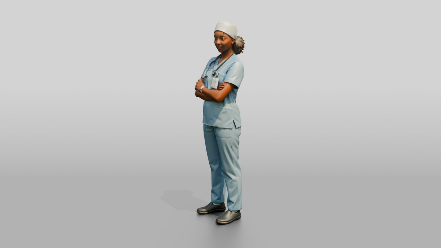 Young Black Woman Doctor with Arms Crossed
