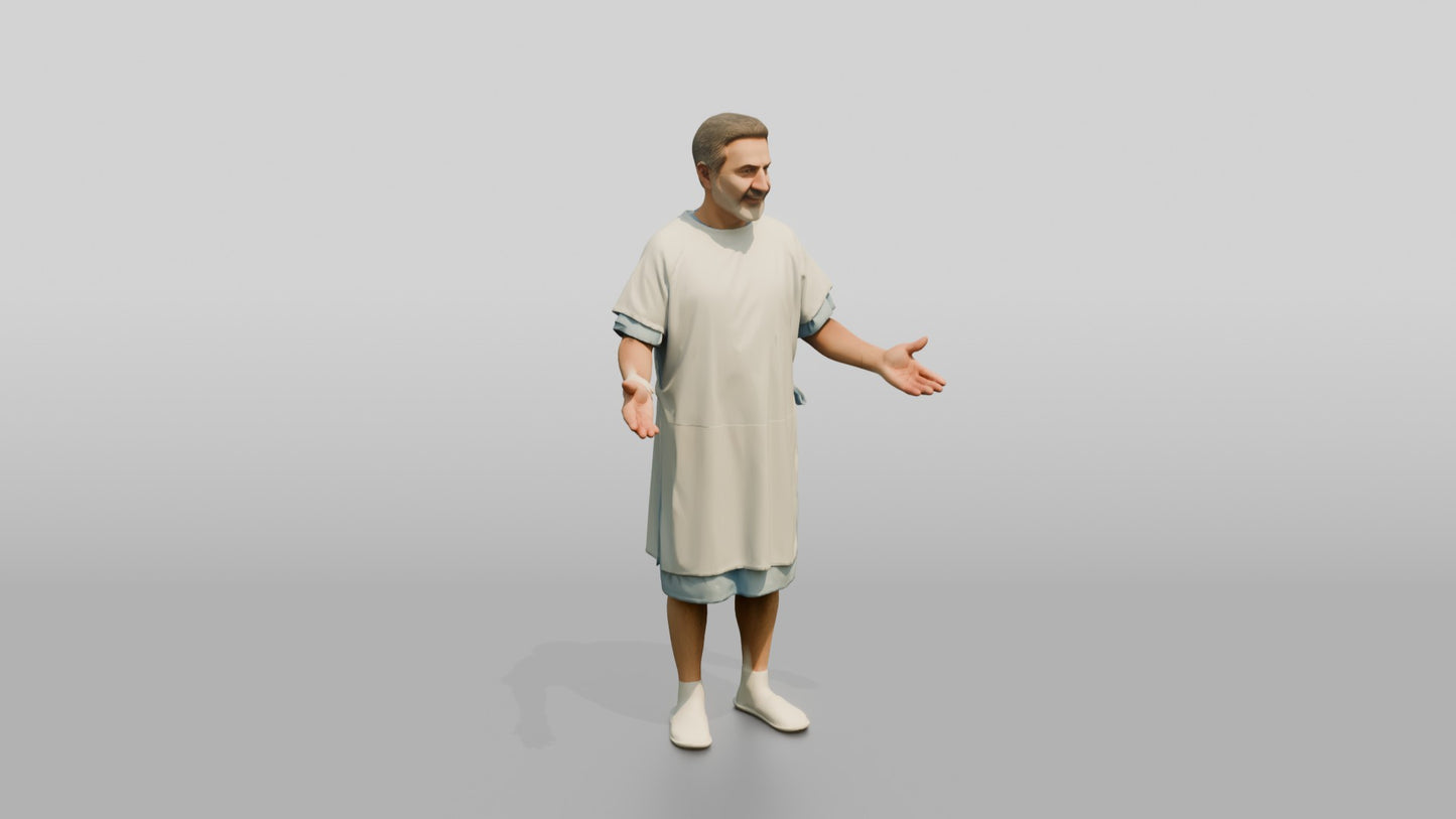 Elderly Man Patient with Arms Open Wide