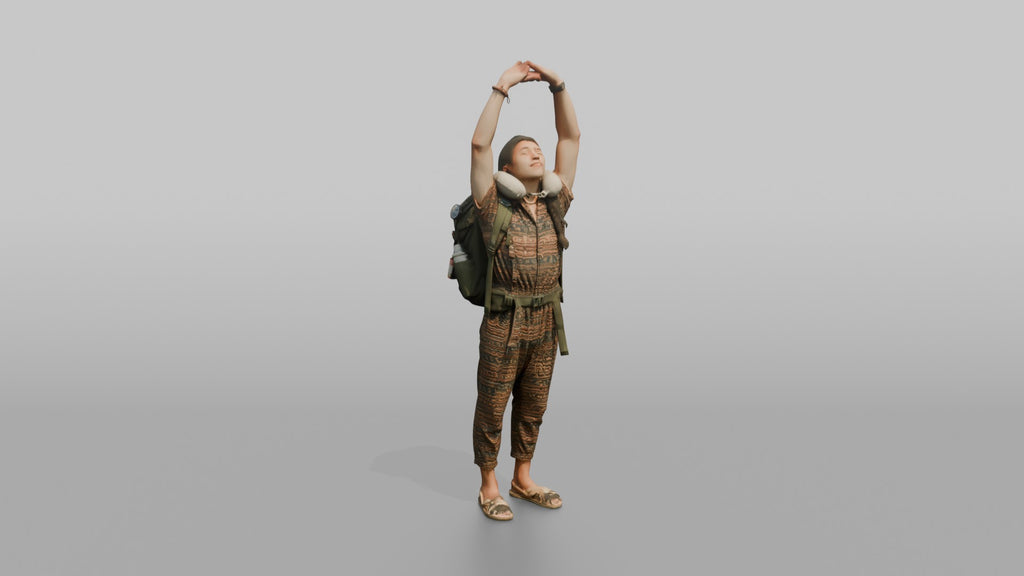 Traveler Stretching After A Long Flight