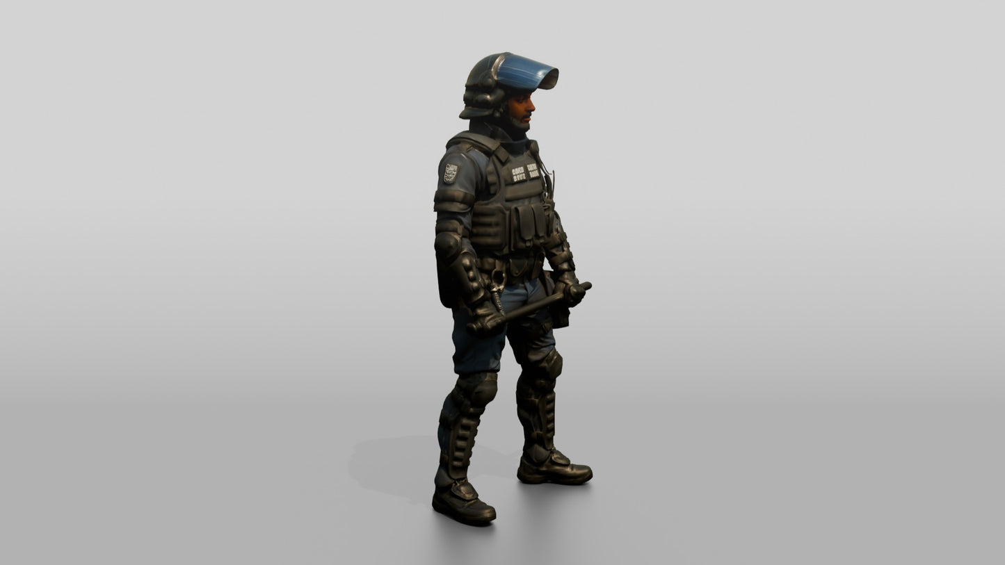 Riot Police Officers Standing at Attention