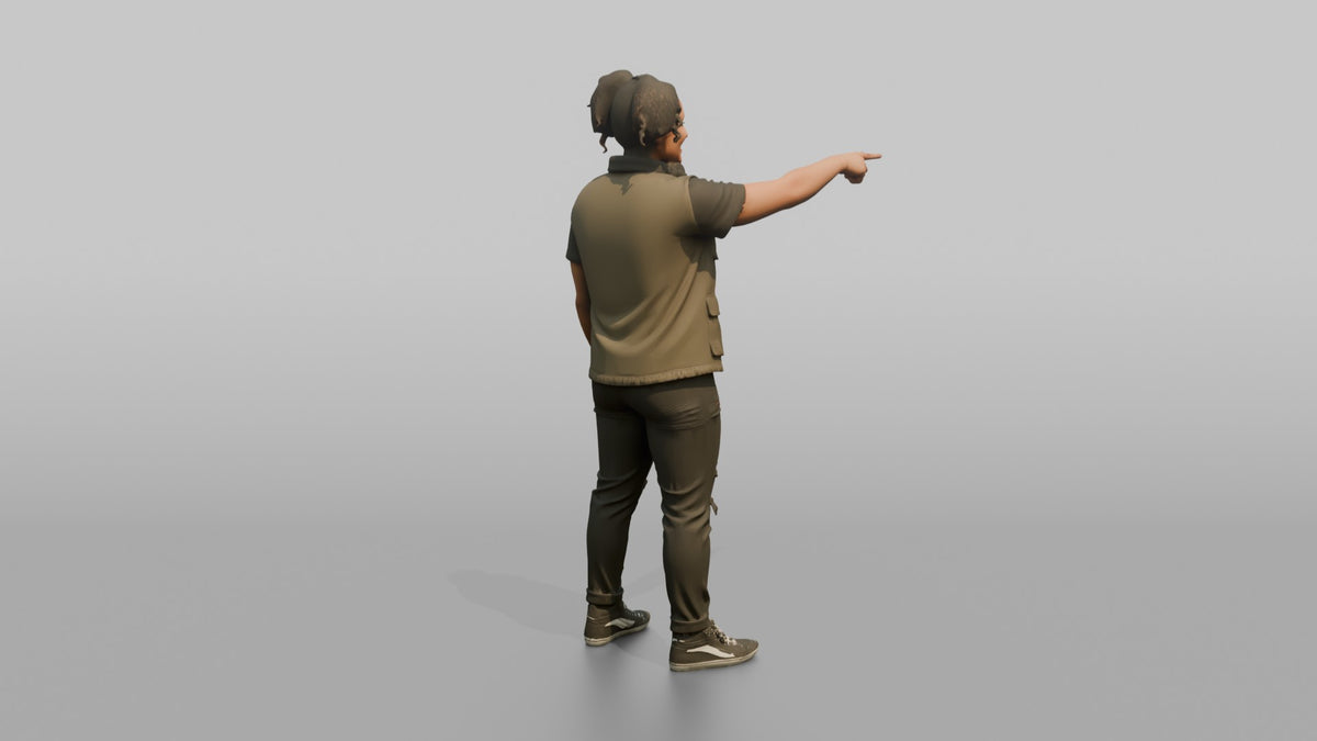 Club DJ Man Pointing At The Crowd With One Hand - 3D character model, view 3