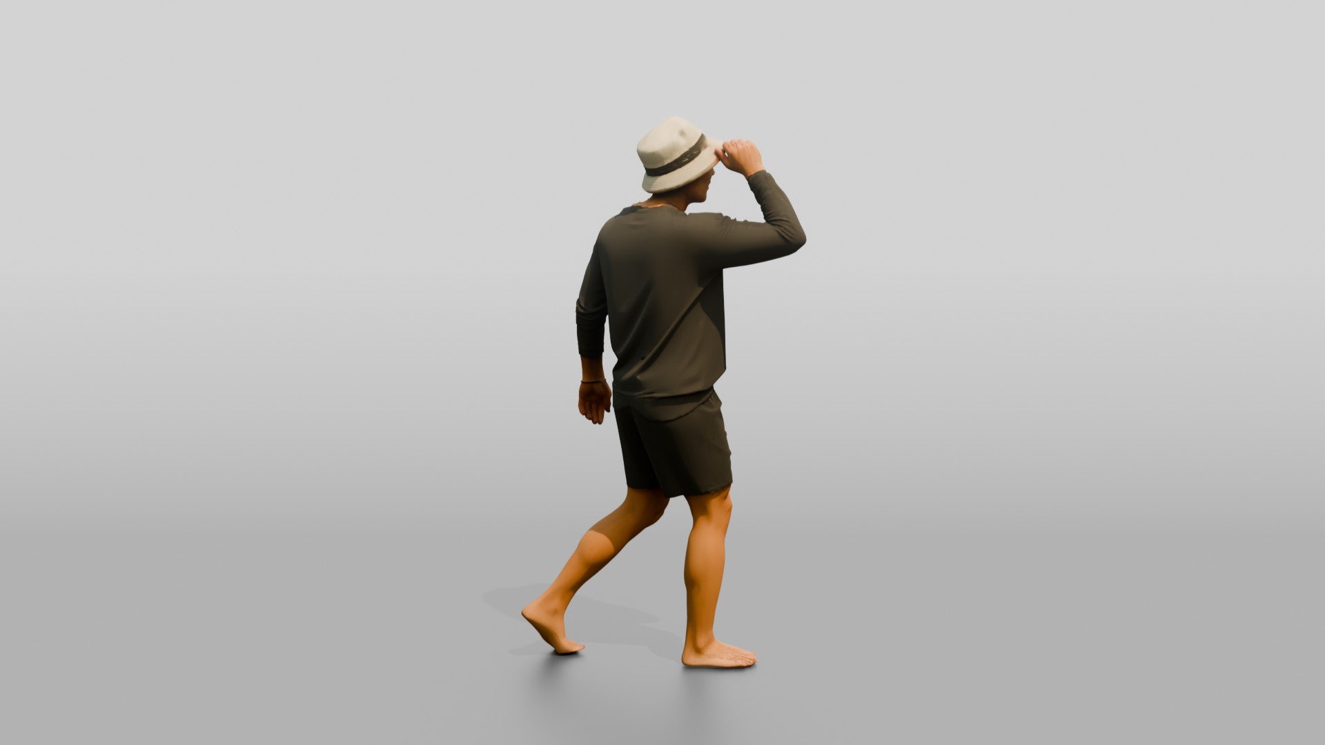 Man Adjusting Bucket Hat Brim