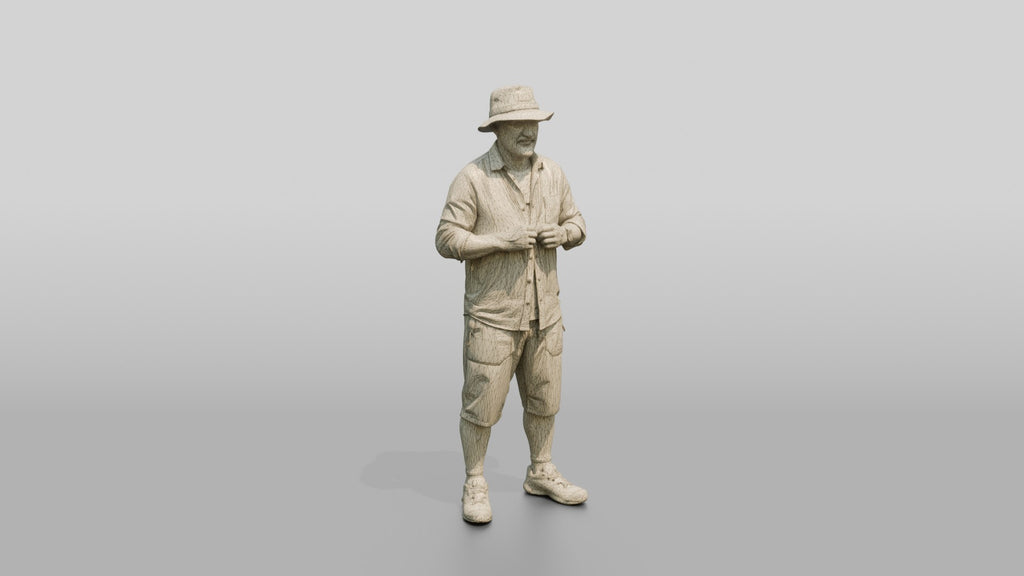 Man Fixing Button on Linen Shirt
