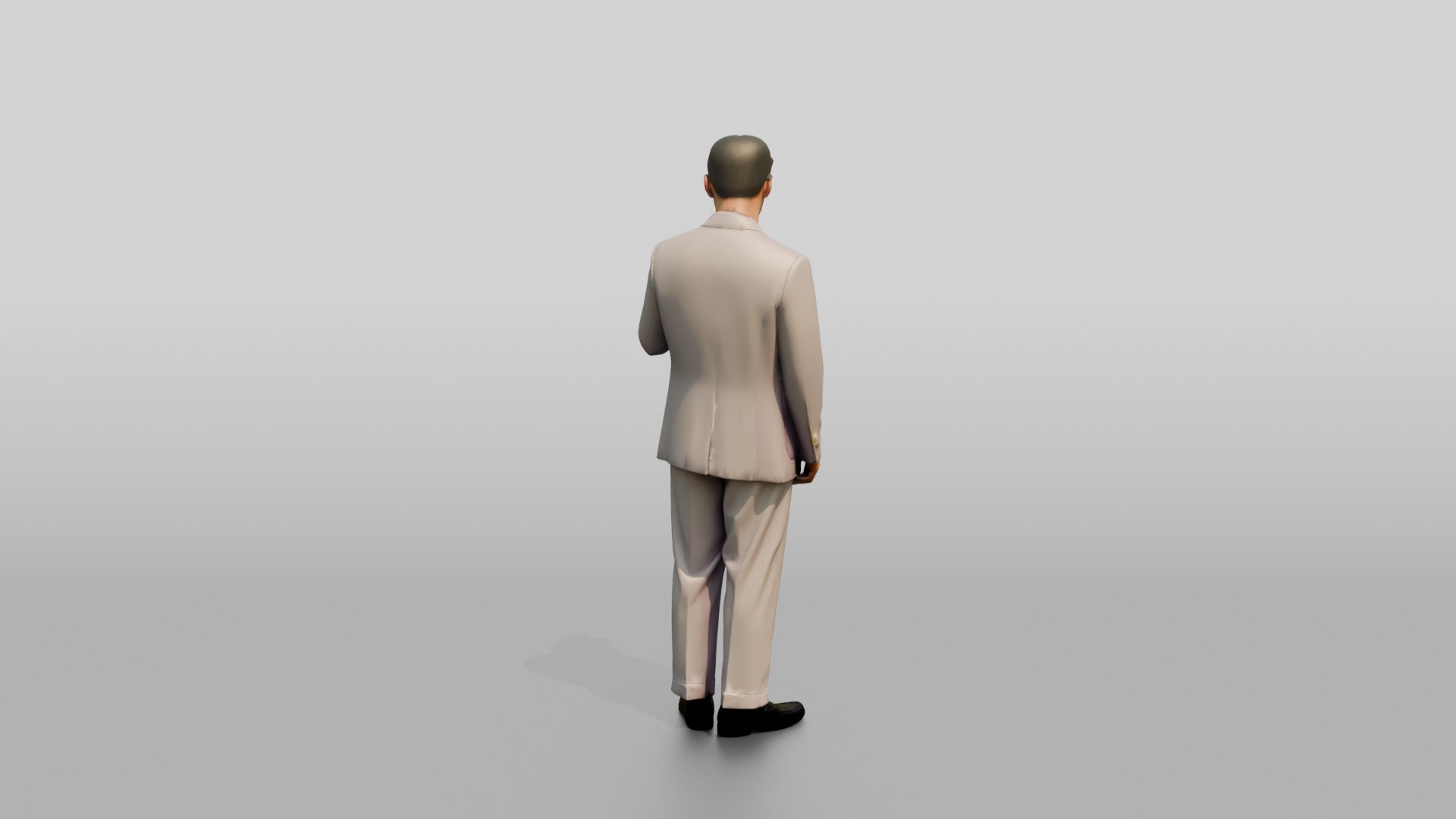 Man Adjusting Collar in Lavender Suit