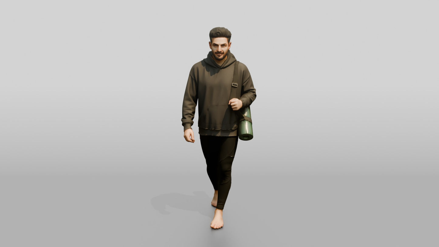 Walking Man with Yoga Mat
