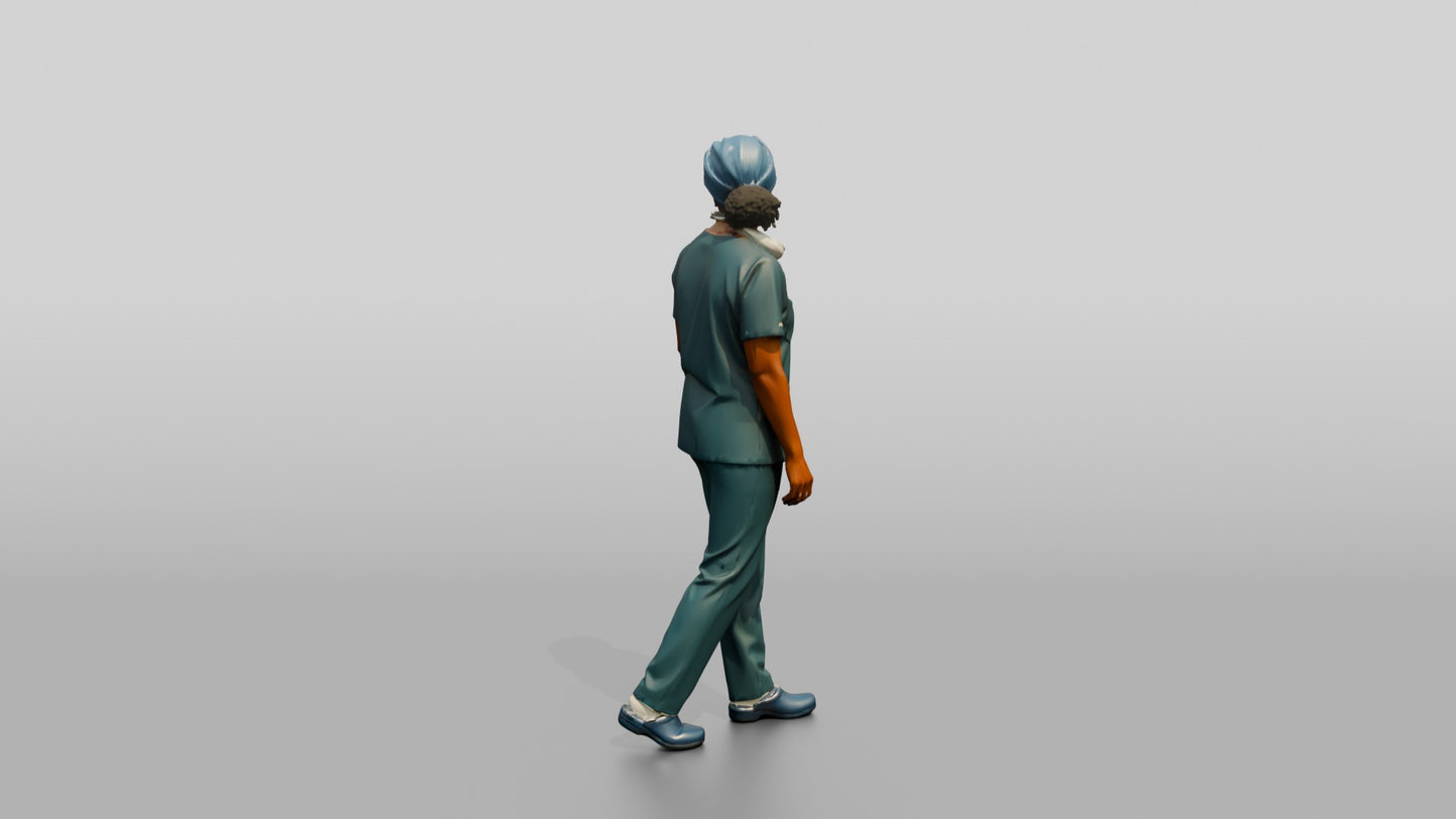 Middle-Aged Black Woman Doctor Looking Back