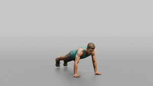 Bodyweight Athlete Man Mid-burpee, Hands On The Ground - 3D character model