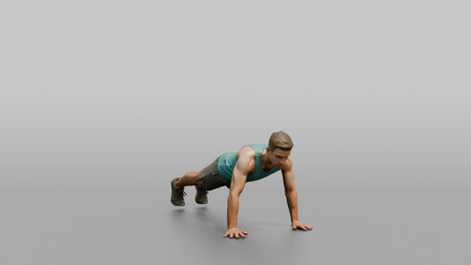 Bodyweight Athlete Man Mid-burpee, Hands On The Ground - 3D character model