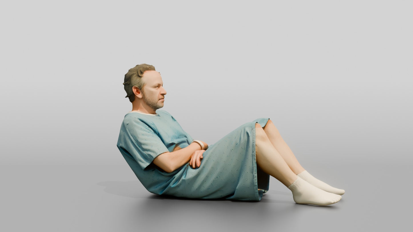 Elderly Man Patient Reclining with Arms Crossed