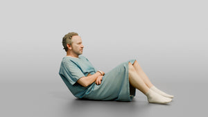 Elderly Man Patient Reclining with Arms Crossed - 3D character model, view 1