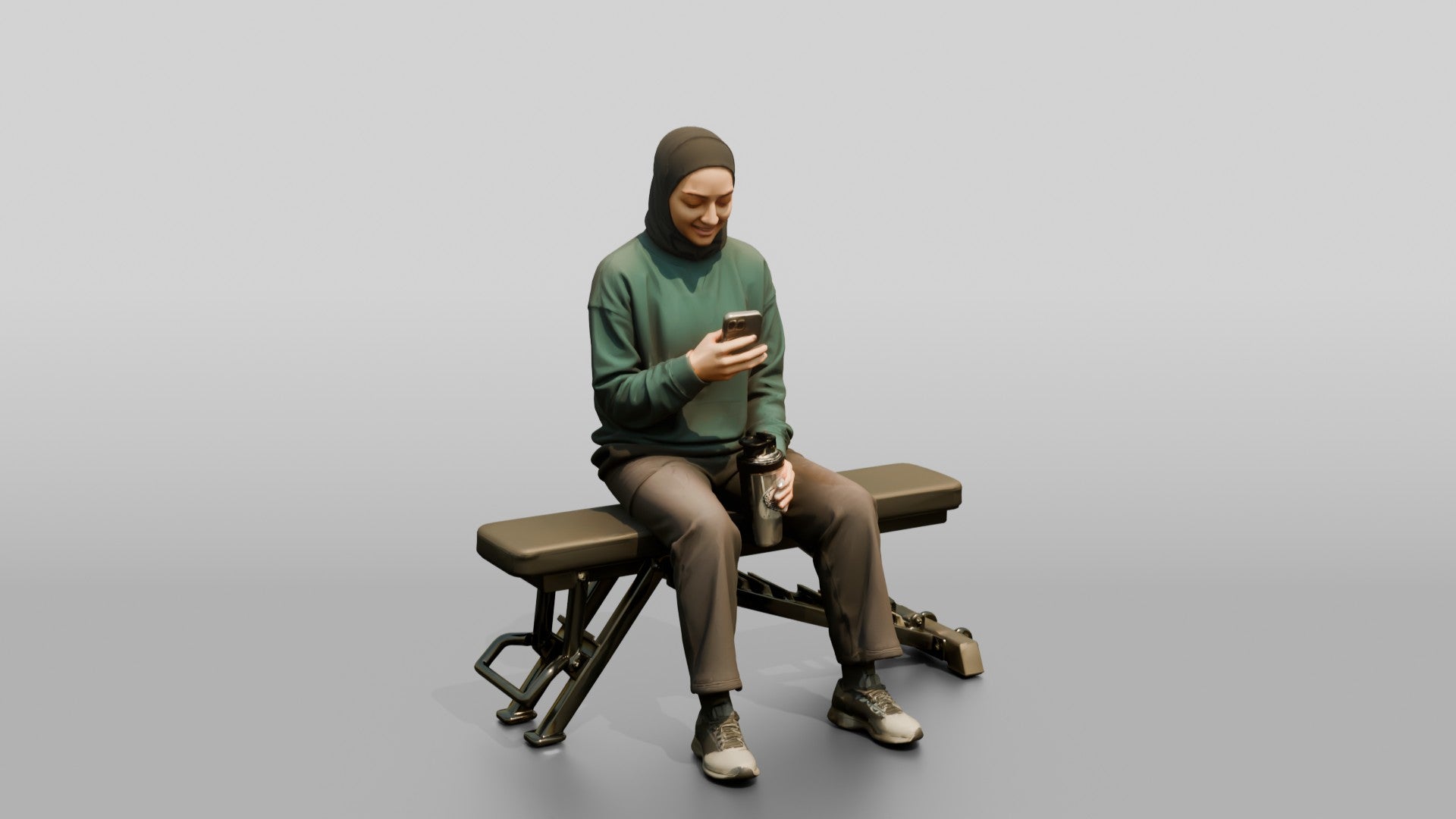 Woman in Sports Hijab Sitting