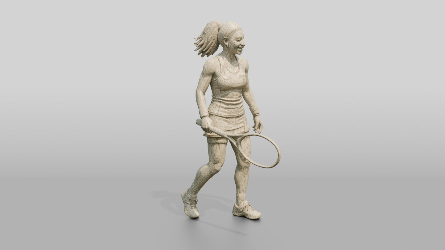 Female Tennis Player Grinning After a Close Miss
