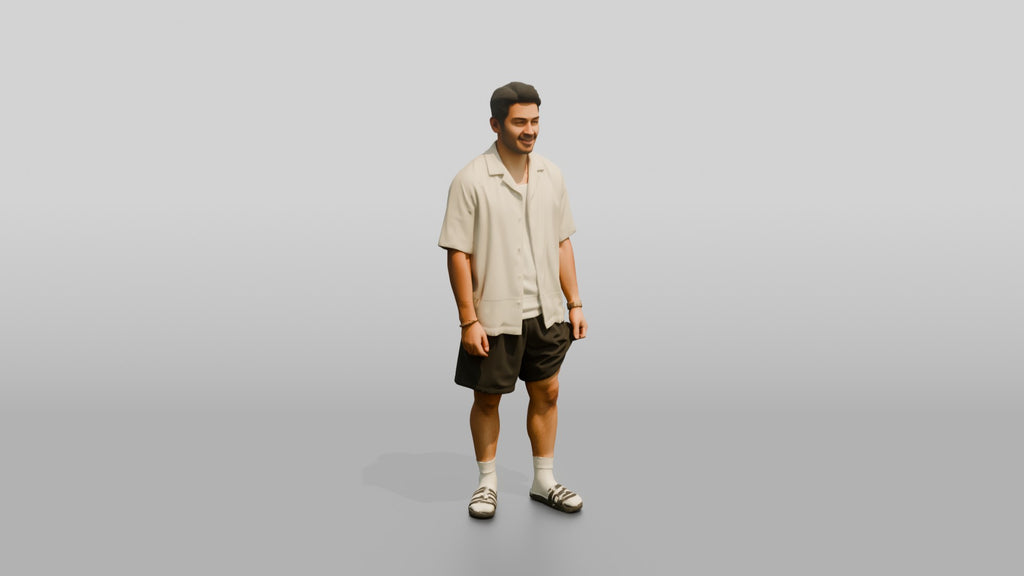 Man Rolling Up His Shorts Hem