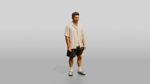 Man Rolling Up His Shorts Hem - 3D character model, view 1