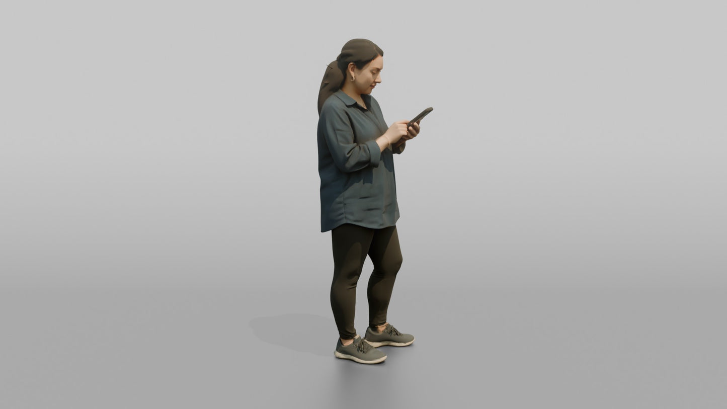 Vacationer Wearing Casual Tunic Shirt And Leggings