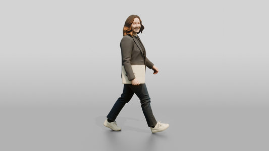 Businesswoman Walking with a Laptop - 3D character model, view 1