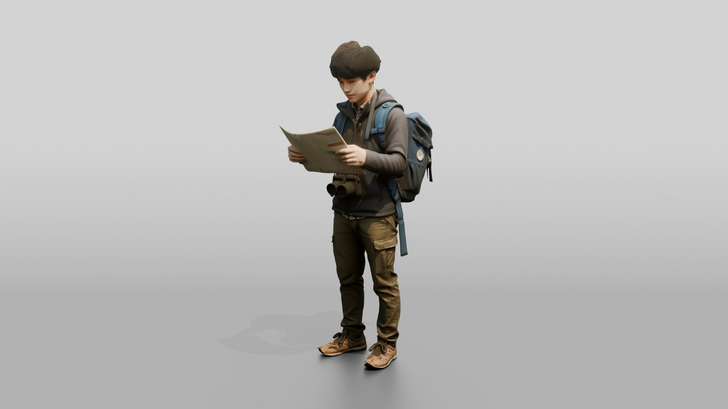Man Looking at Temple Map