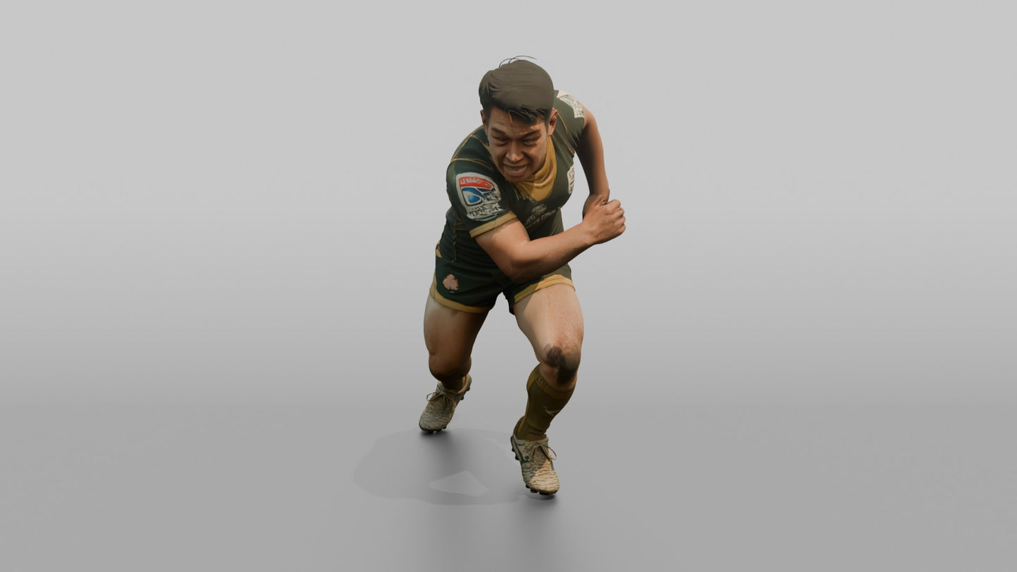 Japanese Back Executing a Shoulder Tackle