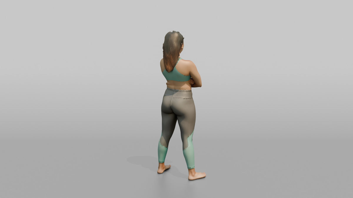 Physique Model Woman Standing With Arms Crossed, Confident Post-workout Stance - 3D character model, view 3