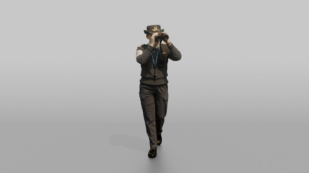 Navigation Officer Scanning the Horizon with Binoculars