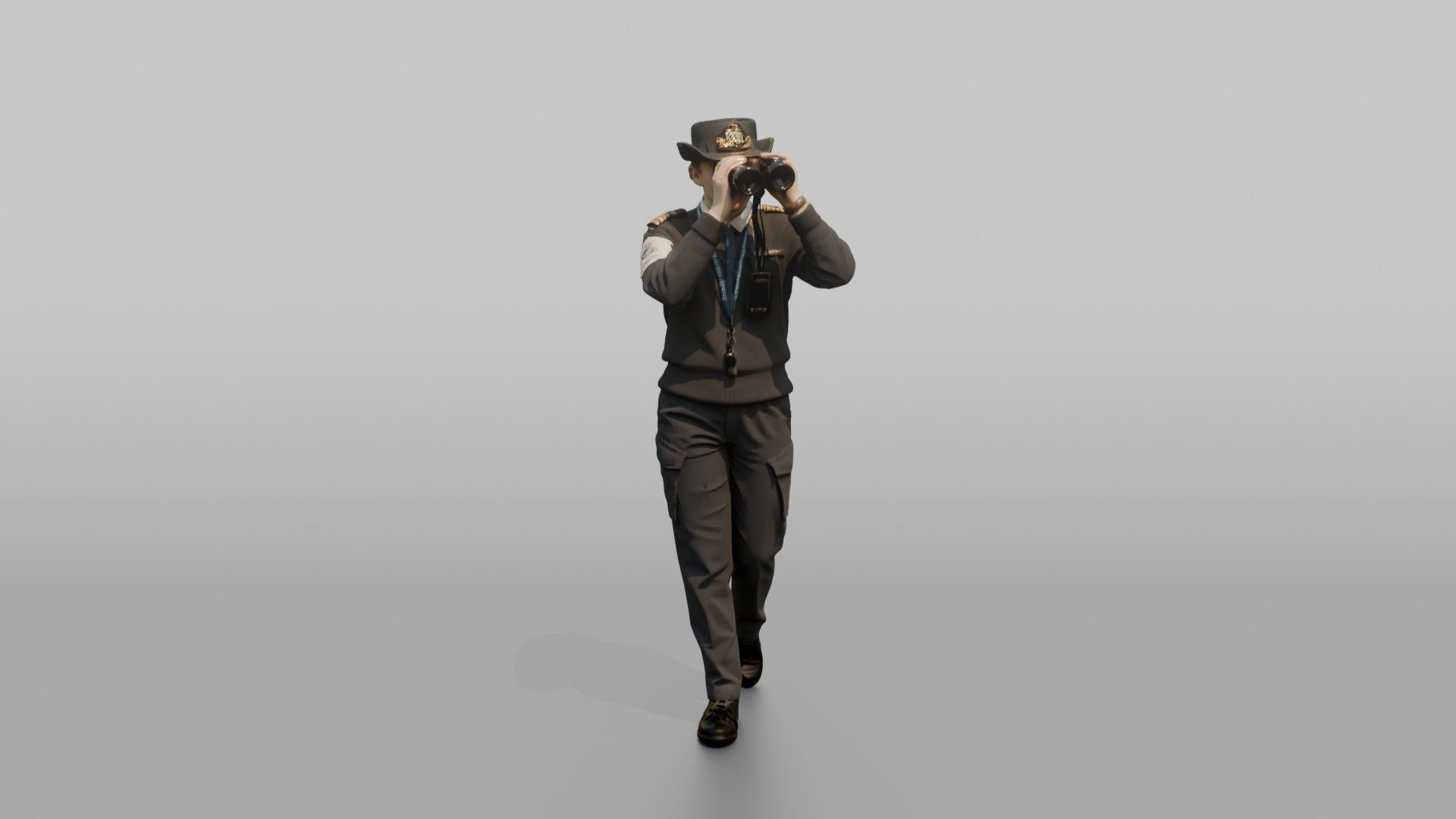 Navigation Officer Scanning the Horizon with Binoculars