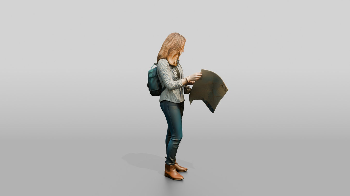 Woman Looking at Street Map
