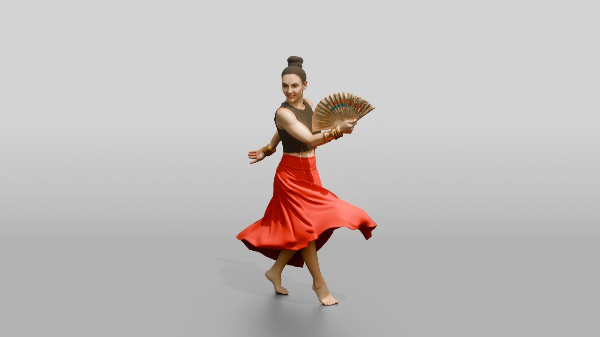 Boho Dancer with a Hand Fan