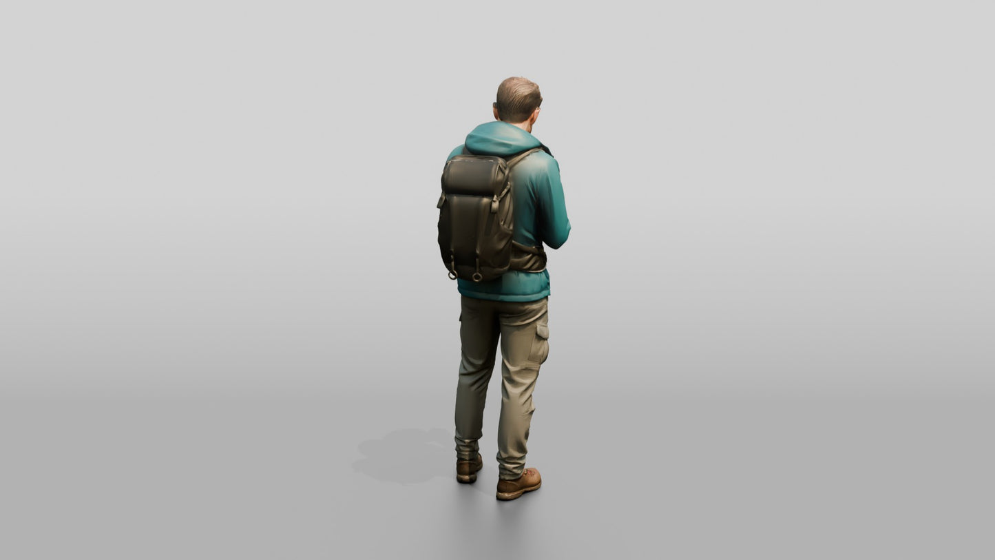 Man Checking Hiking Trail Map