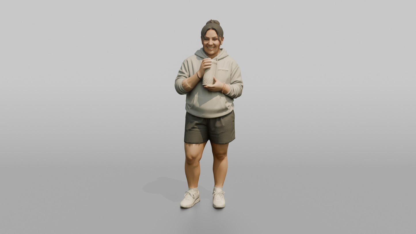 Vacationer Wearing Comfortable Hoodie And Sweatshorts