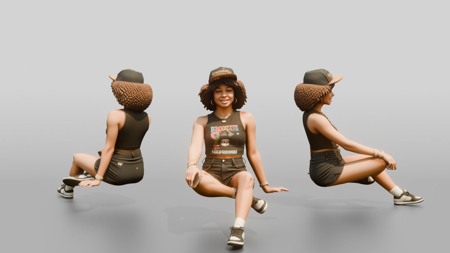 African-American Woman in Graphic Crop Top