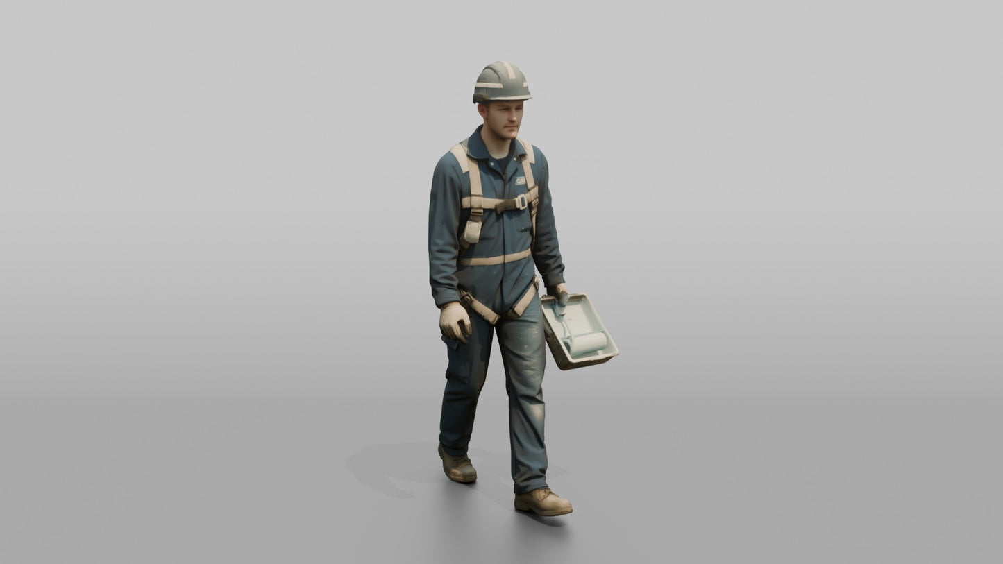 Ordinary Seaman Carrying a Paint Roller on a Scaffold