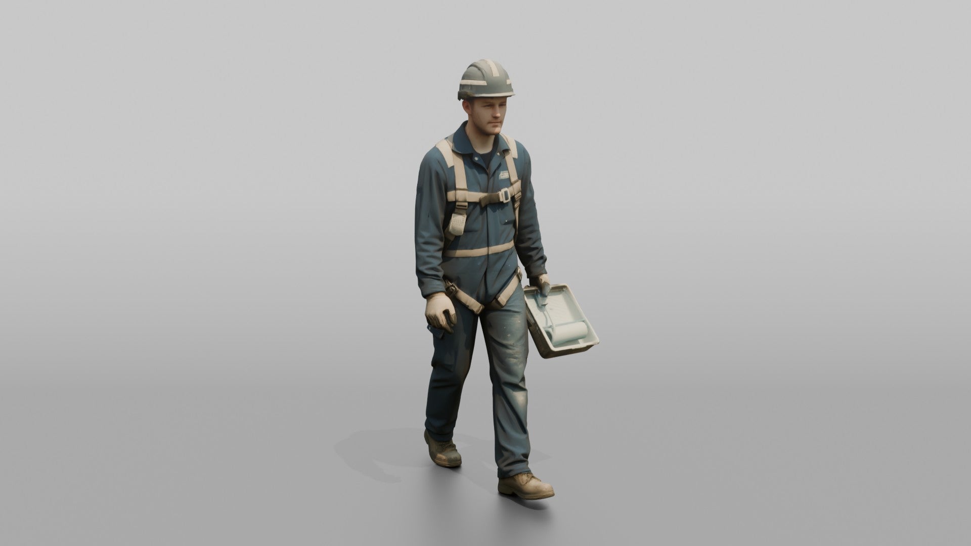 Ordinary Seaman Carrying a Paint Roller on a Scaffold