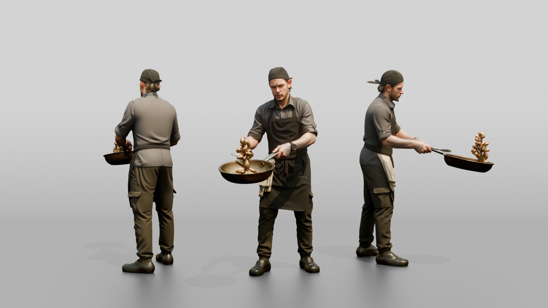 Line Cook Sauteing Mushrooms