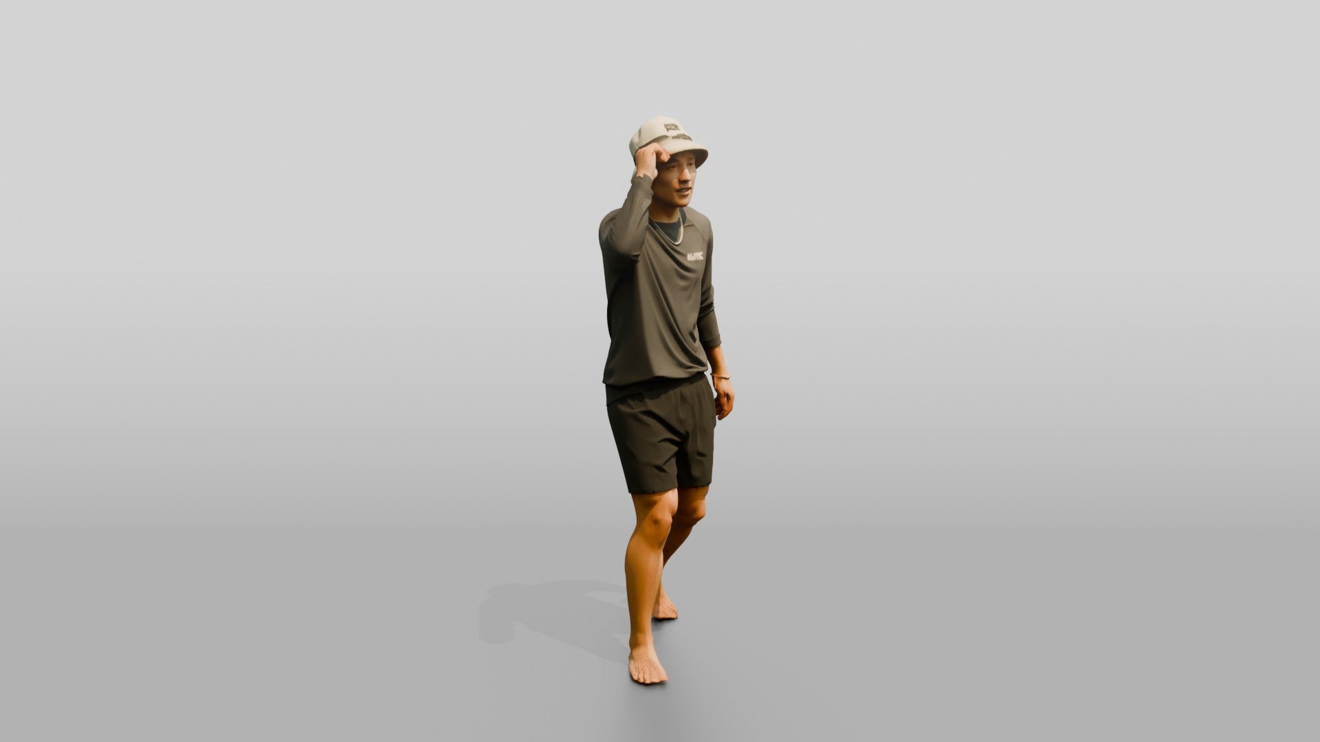 Man Adjusting Bucket Hat Brim