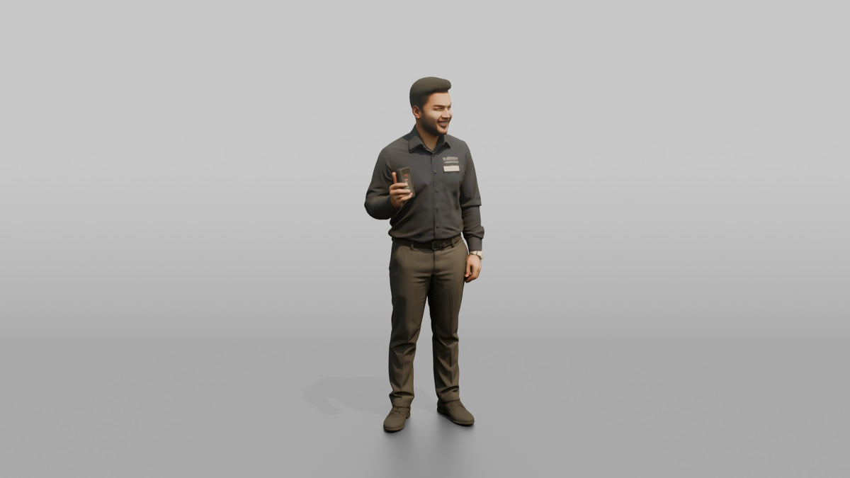 Host Man Holding A Pager Buzzer Device - 3D character model