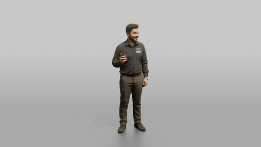 Host Man Holding A Pager Buzzer Device - 3D character model