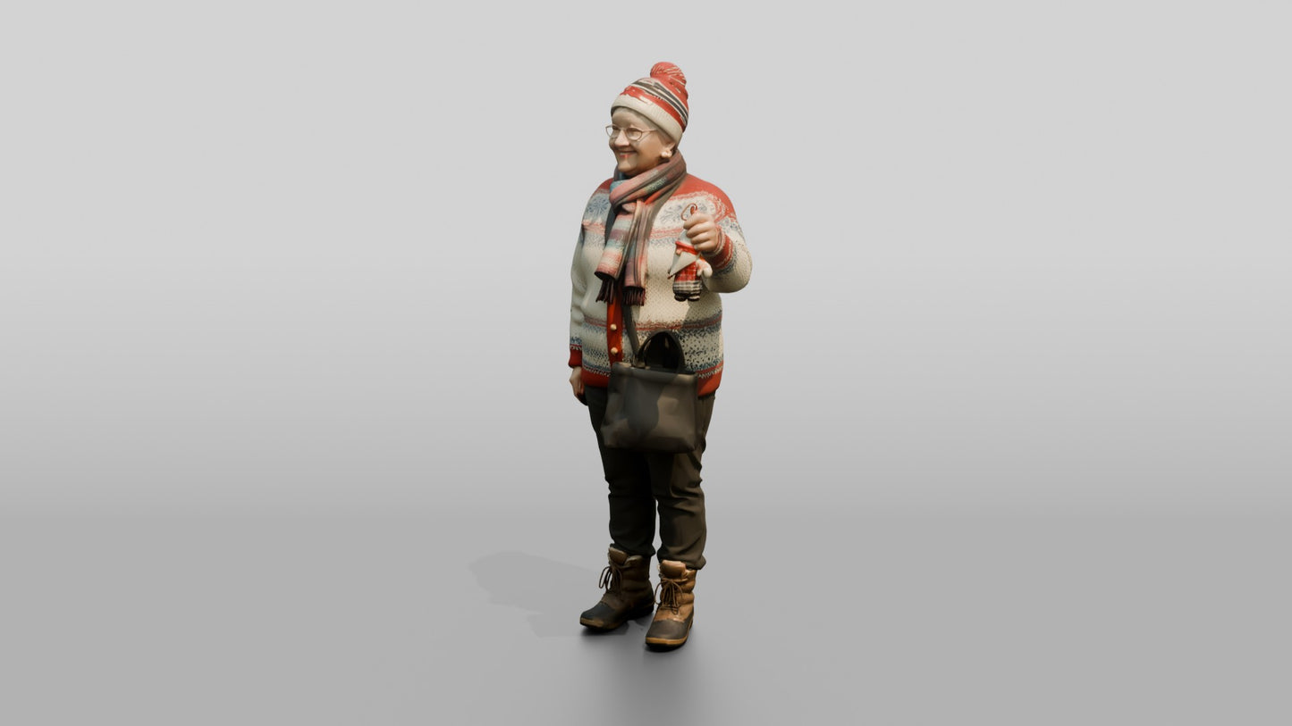 Elderly Norwegian Woman at the Christmas Market