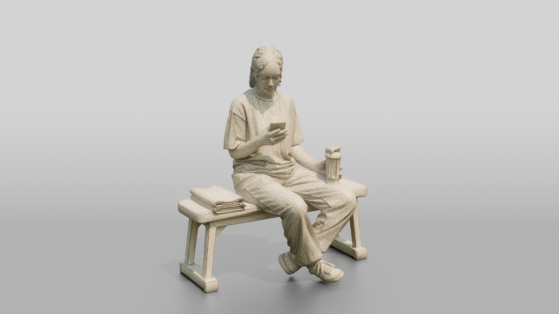 Woman Sitting with Protein Shaker