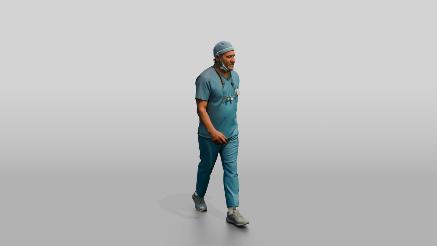 Older Black Man Doctor Walking