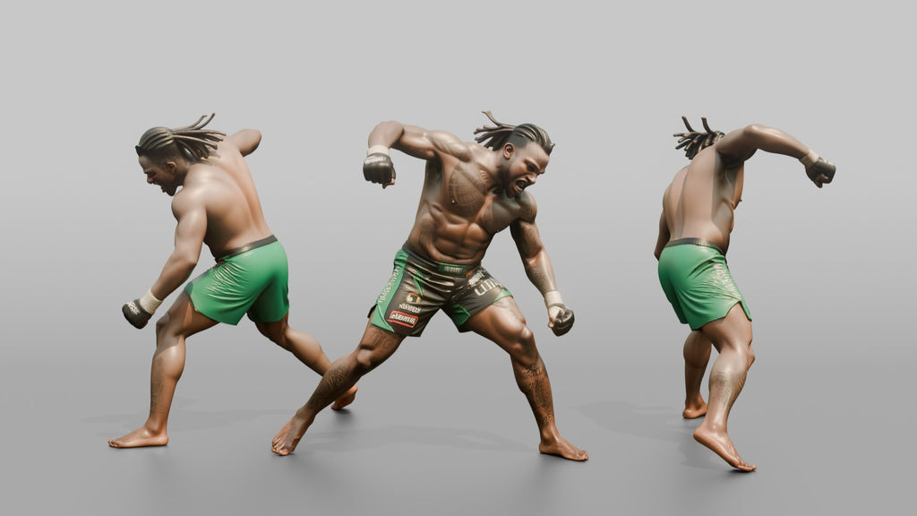 MMA Fighter Sweeping Hammerfist Strike Downward