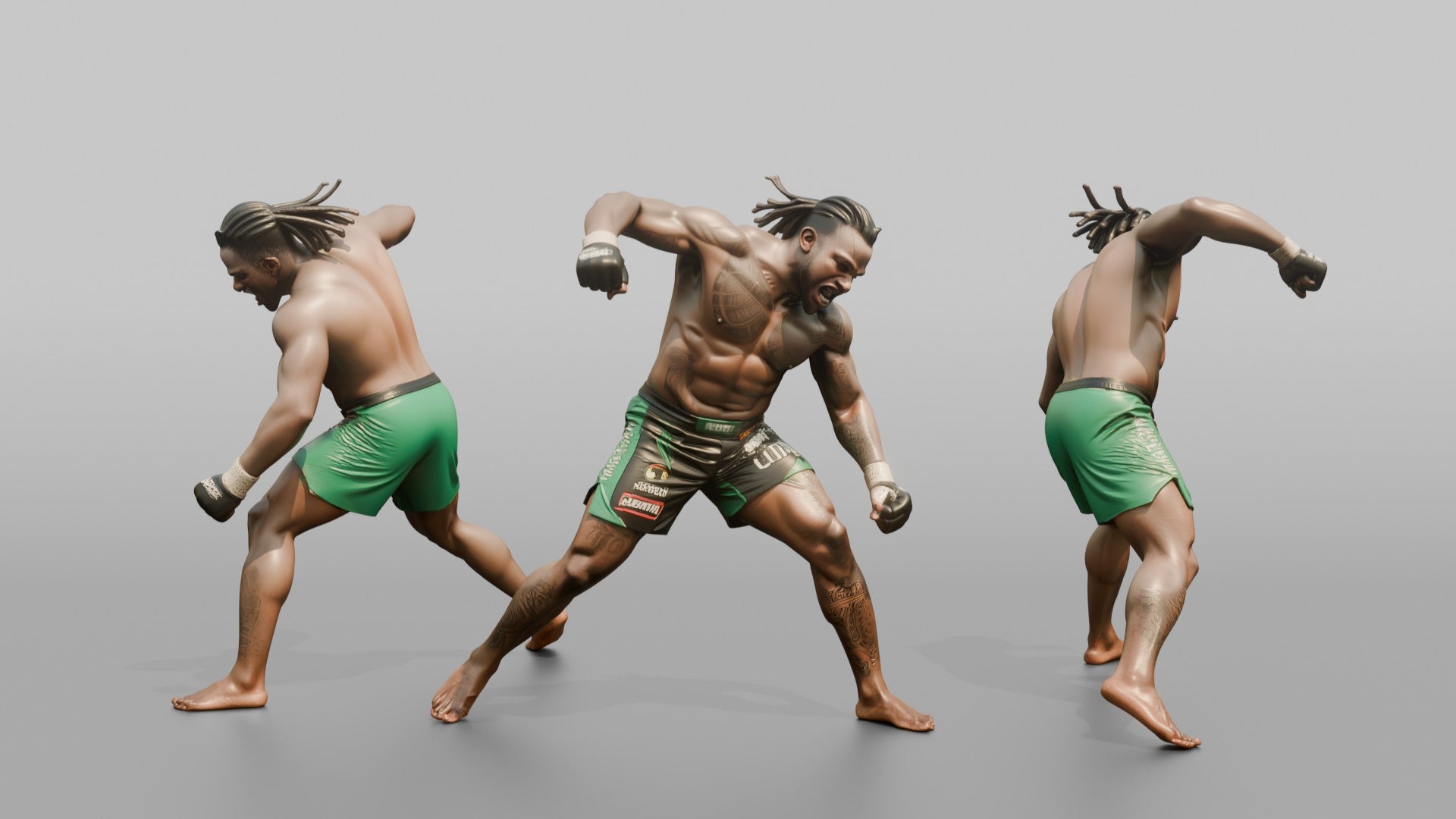 MMA Fighter Sweeping Hammerfist Strike Downward