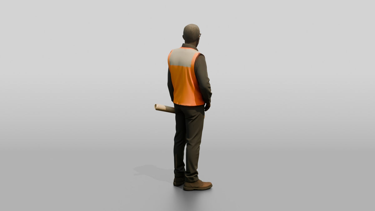 Construction Worker Man 77 - 3D character model, view 3
