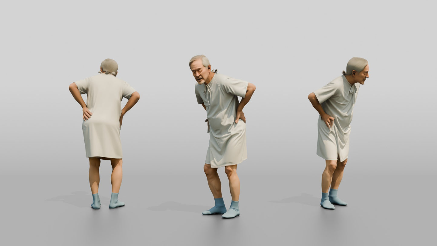 Elderly Man Patient Bent Over in Back Pain