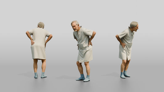 Elderly Man Patient Bent Over in Back Pain