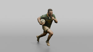 South African Winger Sprinting with the Ball - 3D character model, view 1