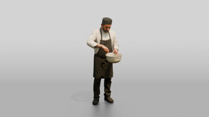 Chef Whisking an Emulsion - 3D character model, view 1